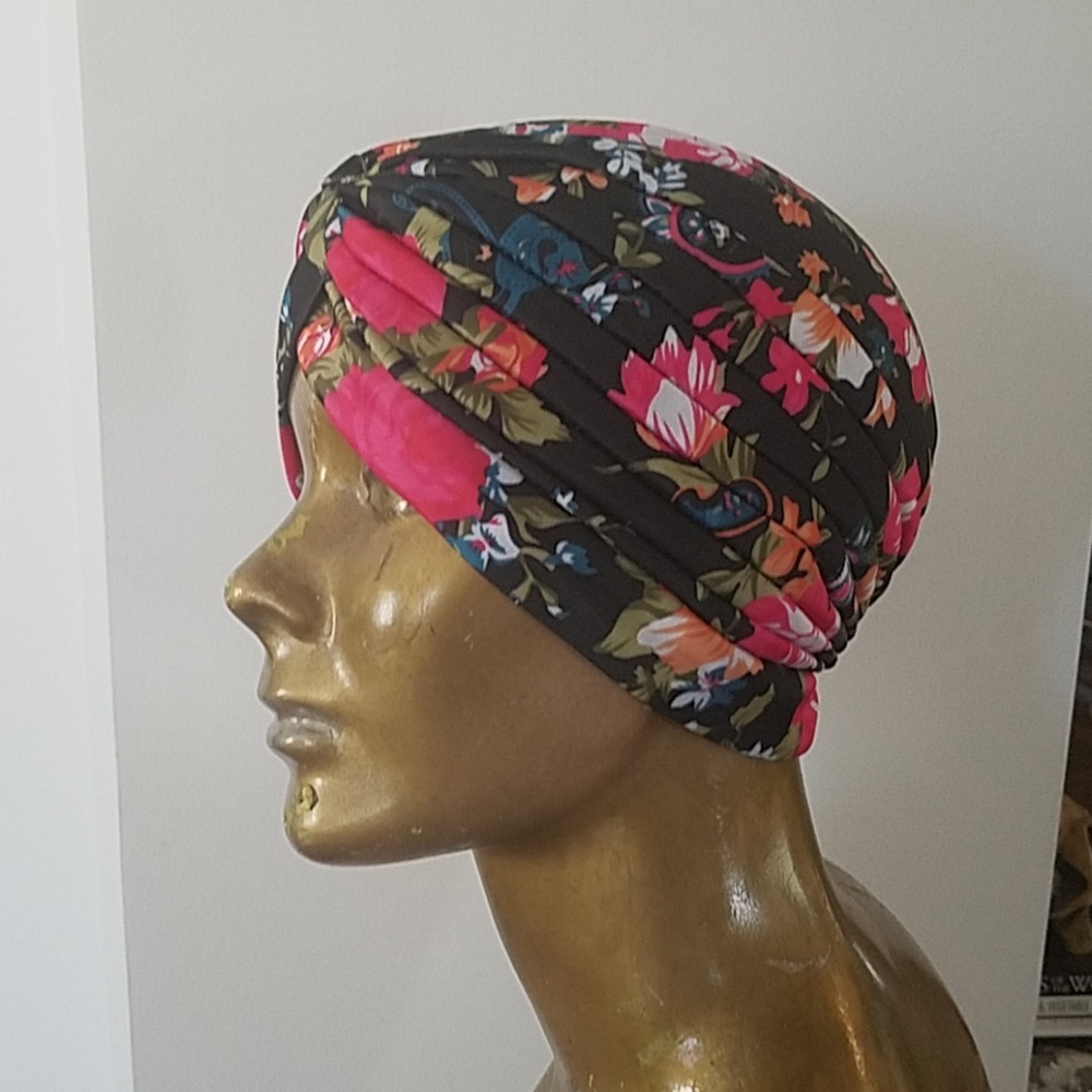 Black floral turban new - Picture 2 of 2
